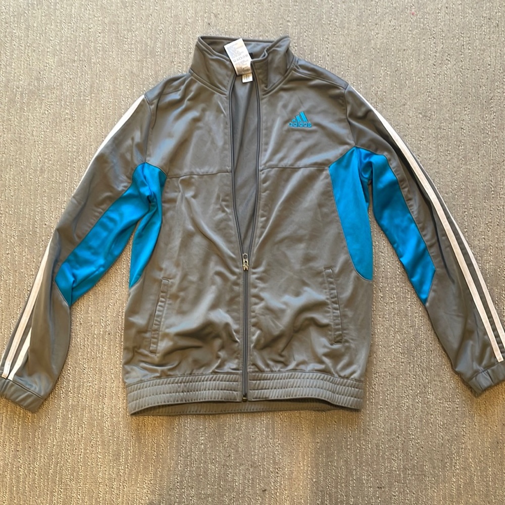 Adidas grey and blue jacket